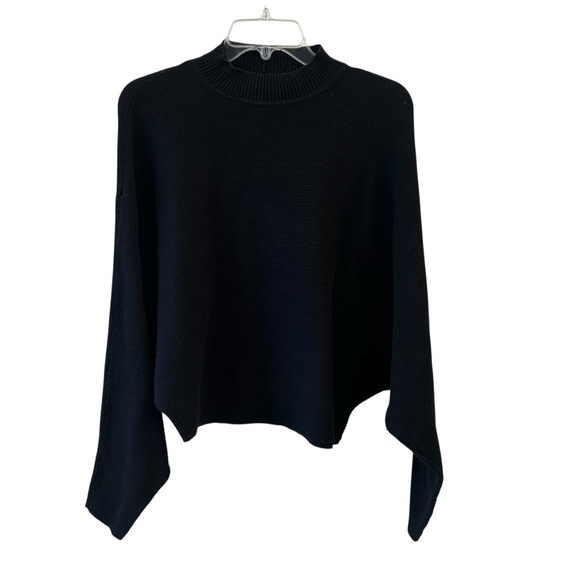 Lucky Brand Black Mock Turtleneck Cropped Boxy Sweater Size Small - Picture 1 of 9